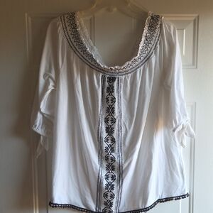Crave Fame White Blouse with Black Detailing